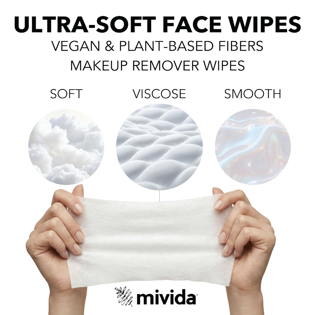 mivida Hypoallergenic Hyaluronic Acid Makeup Wipes, 25 Ct