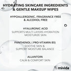 mivida Hypoallergenic Hyaluronic Acid Makeup Wipes, 4×50 Ct