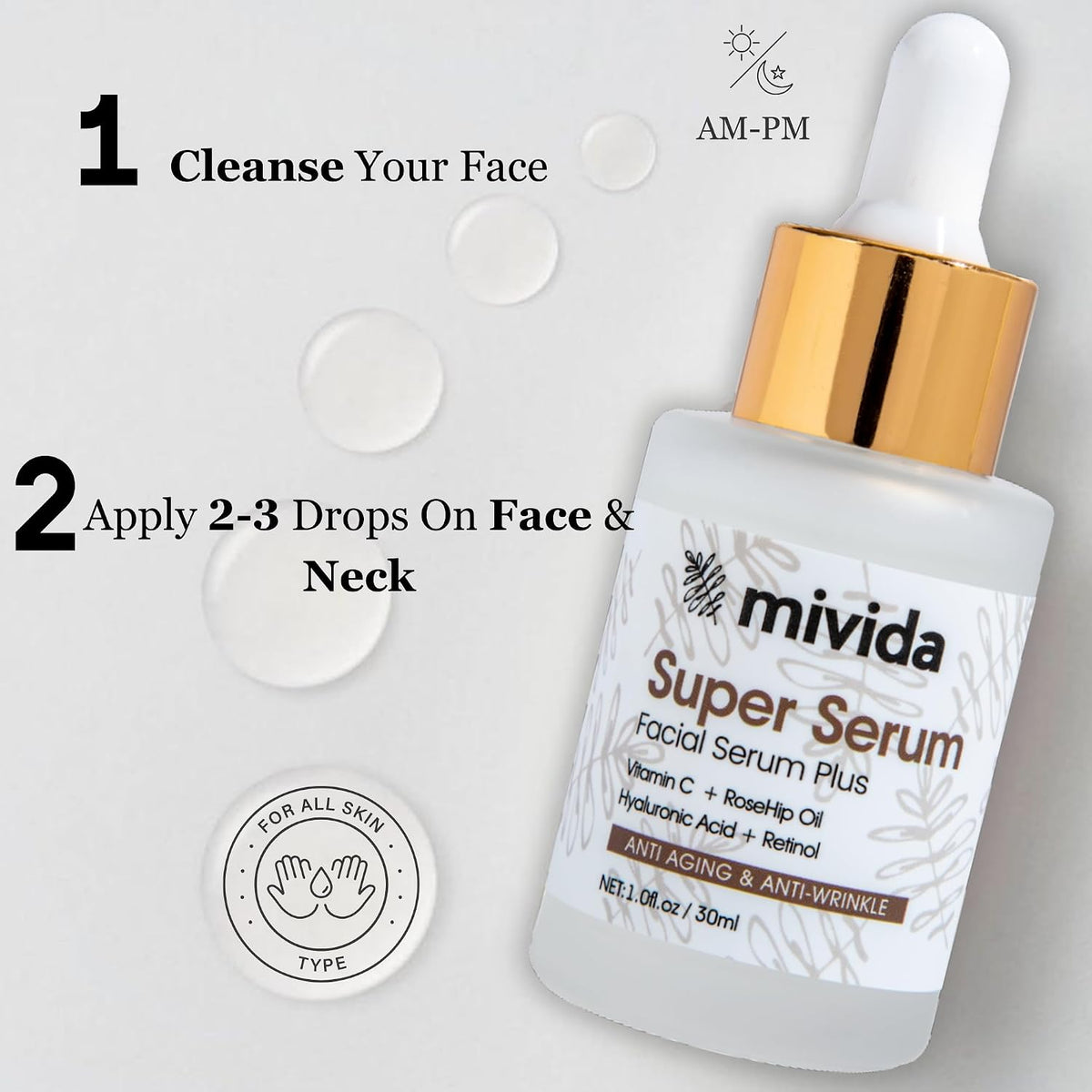 mivida All-in-One Anti-Aging Super Serum, 1 Fl Oz