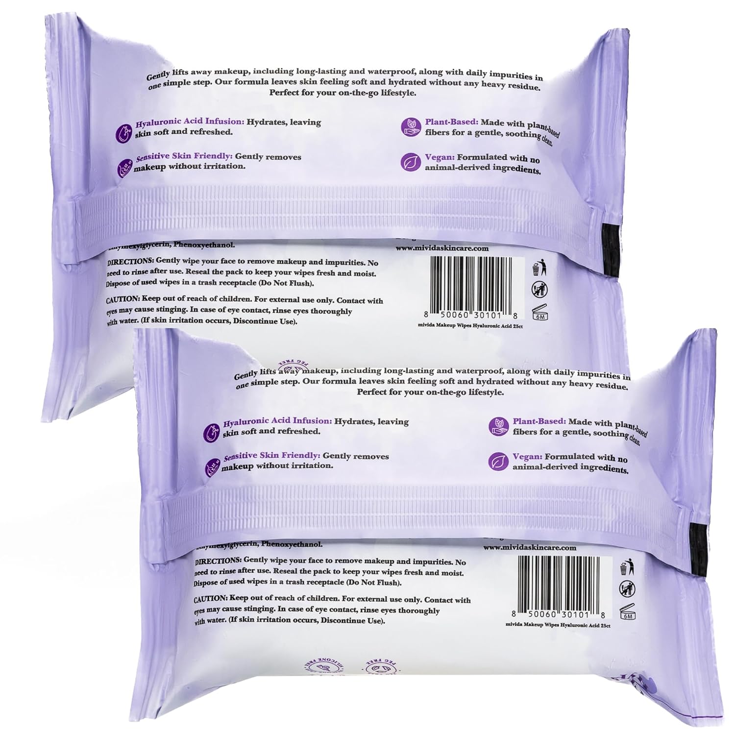 Hydrating Duo | 2 Pack 25 Count Makeup Remover Wipes + Hyaluronic Acid Face Serum