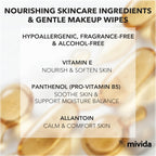 mivida Hypoallergenic Vitamin E Makeup Wipes Pouch, Vitamin E 40ct