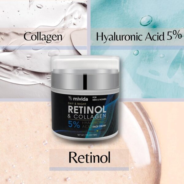 Retinol & Collagen Face Cream with 5% Hyaluronic Acid – Anti-Aging Hydrating Moisturizer - Image 3