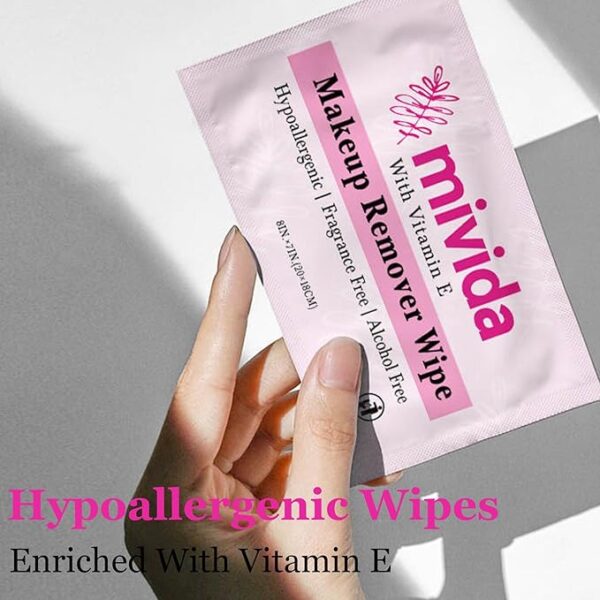 Hypoallergenic Individually Wrapped Makeup Remover Wipes with Vitamin E | 1400 Count - Image 2