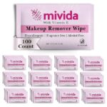 mivida 100 Count Individually Wrapped Makeup Remover Wipes with Vitamin E | Fragrance-Free, Alcohol-Free makeup wipes | Hypoallergenic single make up removing wipes  Beauty & Personal Care