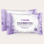 mivida Hypoallergenic Makeup Remover Wipes with Hyaluronic Acid, Twin pack (25 Count)