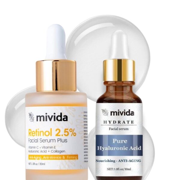 mivida 2.5% Retinol Serum for Face With Hyaluronic Acid, Vitamin E and Vitamin C + Pure Hyaluronic Acid Facial Serum | Non-Greasy, Lightweight Serum | For All Skin Types  Beauty & Personal Care - Image 8