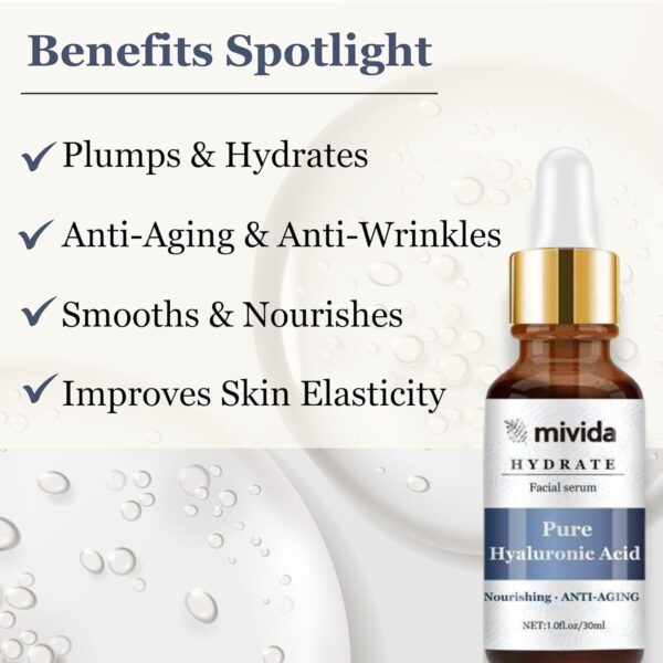 mivida Biodegradable Gold Under Eye Patches With Hyaluronic Acid & Niacinamide + Pure Hyaluronic Acid Facial Serum Bundle | Alcohol Free | For All Skin Types  Beauty & Personal Care - Image 11