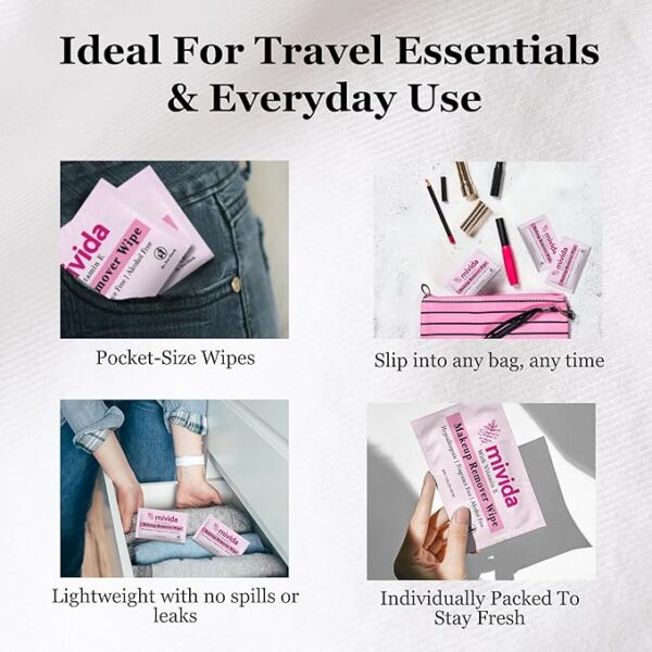 Hypoallergenic Individually Wrapped Makeup Remover Wipes with Vitamin E | 1400 Count - Image 5