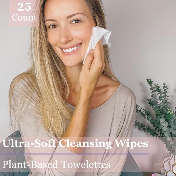 mivida Hypoallergenic Makeup Remover Wipes Bundle | Biodegradable Facial Cleansing & Towelettes Make up Remover Face Wipes | Alcohol-Free Makeup Wipes 2 x 25c Hyaluronic & Vitamin E - Image 10