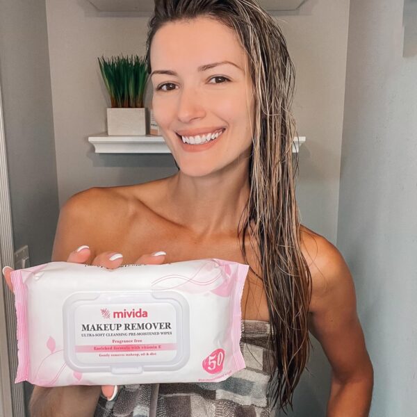 mivida Hypoallergenic Makeup Remover Wipes Bundle | Biodegradable Facial Cleansing, Facial Towelettes Make up Remover Wipes, Alcohol-Free Makeup Wipes Pack 50 ct Vitamin E + 2 x 25 ct Vitamin E - Image 14