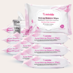 mivida Hypoallergenic Makeup Remover Wipes with Vitamin E, Bulk (10 Packs x 25 Wipes)